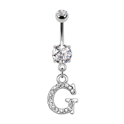 Banane argent avec pendentif cristal lettre G