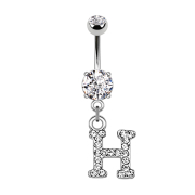 Banane argentée avec pendentif cristal lettre H