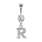 Banana silver with pendant crystal letter R