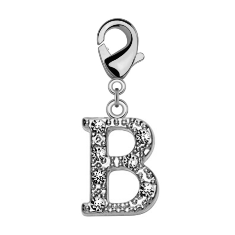 Pendant with crystal letter B