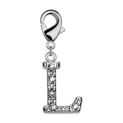 Pendant with crystal letter L