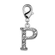 Pendant with crystal letter P