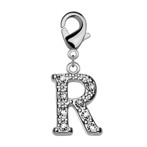 Pendant with crystal letter R