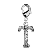 Ciondolo con lettera T in cristallo