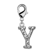 Pendant with crystal letter Y