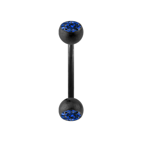 Micro banana black matt with two crystal balls dark blue