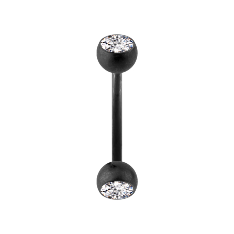 Micro banane noire mate avec deux boules de cristal argentées