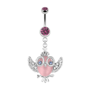Banana silver with pendant owl pink