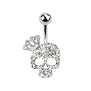 Banane argent cristal tête de mort avec couronne