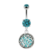 Banana silver with pendant medallion and turquoise stone