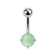 Banane argentée avec pierre de jade ronde