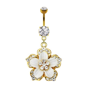 Banane plaquée or 14k avec pendentif fleur...