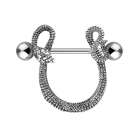 Barbell argent avec deux boules serpent