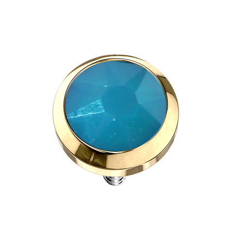 Dermal Anchor vergoldet mit Opal blau