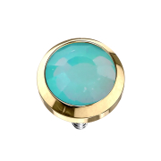 Gold-plated dermal anchor with green opal