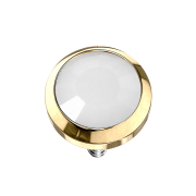 Gold-plated dermal anchor with white opal