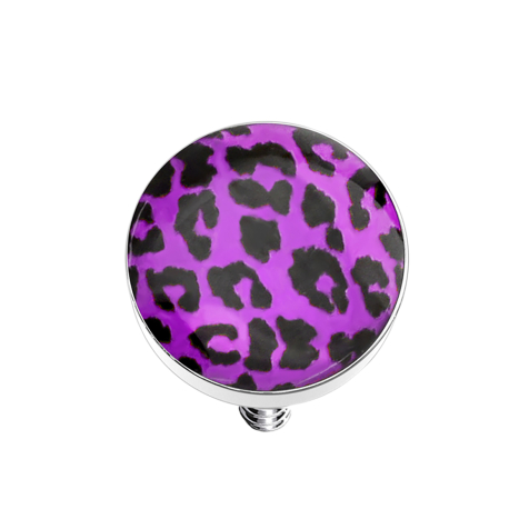 Dermal anchor disc with leopard pattern purple