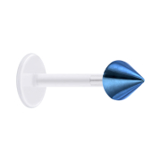 Micro Labret transparent avec cône bleu foncé