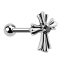 Micro barbell with vintage cross and black crystal