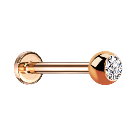 Micro labret rose gold with ball crystal silver