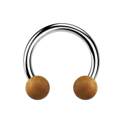 Circular barbell silver with two teak balls