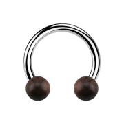 Circular barbell silver with two balls made of sono wood