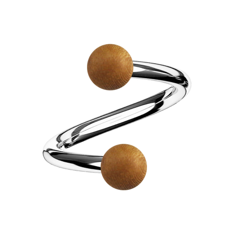Spirale argentée avec deux boules en teck