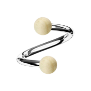 Spirale argentée avec deux boules en bois de...