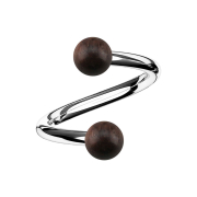 Spirale argentée avec deux boules en bois de sono