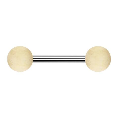 Barbell silber mit zwei Kugeln aus Krokodilholz