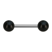 Barbell silver with two black horn balls