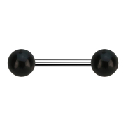 Barbell argent avec deux boules en corne noire