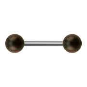 Barbell argent avec deux boules en bois de sono