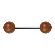 Barbell silver with two balls made of Sawo wood