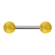 Barbell silver with two balls made of jackfruit wood