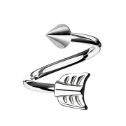 Spirale argentée avec cône et flèche