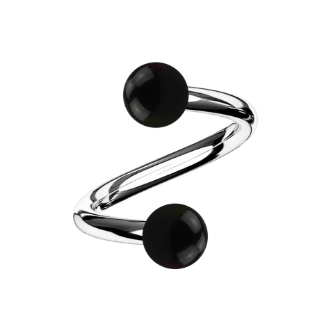 Micro spirale argento con due sfere nere