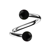 Spiral silver with two black balls
