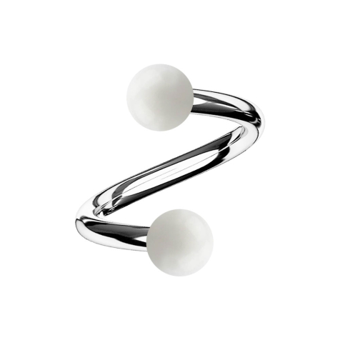 Micro Spirale silber mit zwei Kugeln weiss