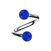 Micro spirale argentée avec deux boules bleu...