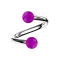 Spiral silver with two balls violet transparent