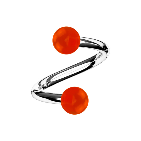 Micro Spirale silber mit zwei Kugeln rot transparent