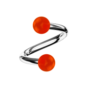Micro spirale argento con due sfere rosso trasparente