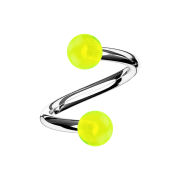 Micro spirale argento con due sfere giallo trasparente