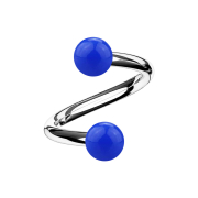 Micro spirale argentée avec deux boules bleu...