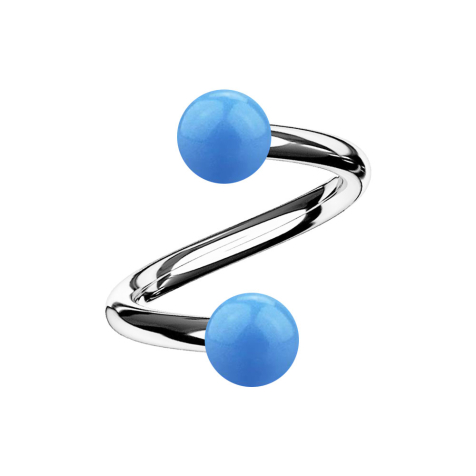 Micro Spirale silber mit zwei Kugeln hellblau