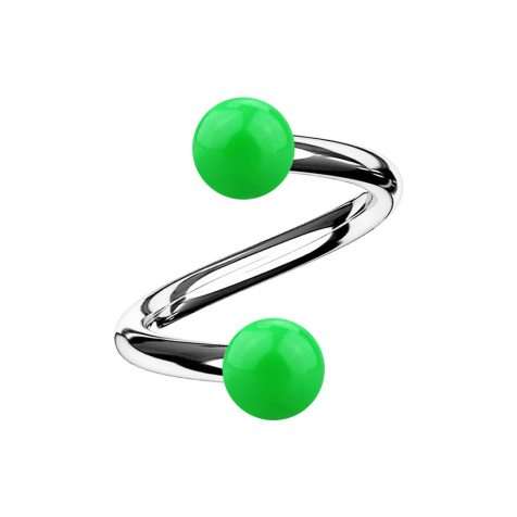 Micro Spirale silber mit zwei Kugeln grün