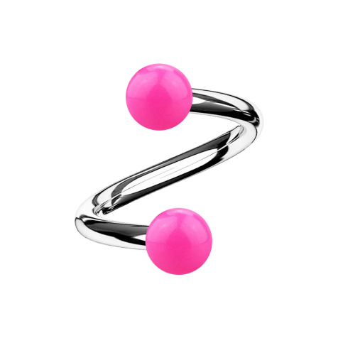 Micro Spirale silber mit zwei Kugeln pink