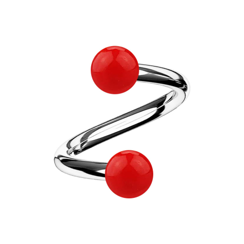 Micro spirale argentée avec deux boules rouges