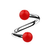 Micro spirale argentée avec deux boules rouges